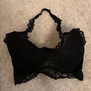 PINK black lace bralette halter